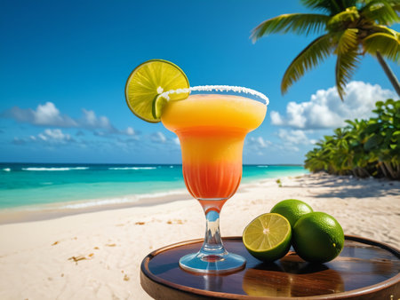 Cuban Beach Bliss Indulging in a Sweet and Citrusy Daiquiri AI Generated.の素材