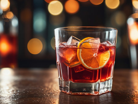 Aromatic Italian Bistro Vibes Capturing the Essence of a Bitter Negroni AI Generated.の素材