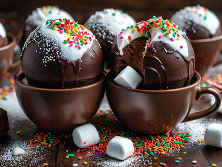 Decadent Delights Capturing the Magic of Hot Cocoa Bombs AI Generated.の素材