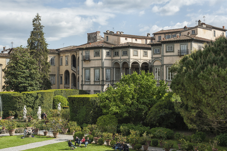 LUCCA, ITALY - APRIL 23, 2017: Garden of Palazzo Pfanner, Lucca, Tuscany, Italyのeditorial素材