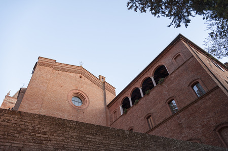 MONTE OLIVETO, TUSCANY-ITALY, OCTOBER 31, 2016: The Abbey of Monte Oliveto Maggiore is a large Benedictine monastery in the Italian region of Tuscany near Siena.のeditorial素材