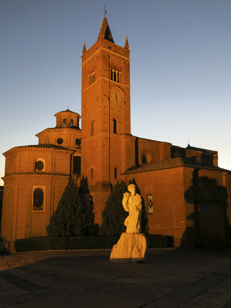 MONTE OLIVETO, TUSCANY-ITALY, OCTOBER 31, 2016: The Abbey of Monte Oliveto Maggiore is a large Benedictine monastery in the Italian region of Tuscany near Siena.のeditorial素材