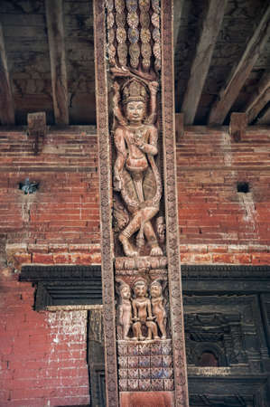 Detail of a temple at Durbar square in Bhaktapur Nepalのeditorial素材