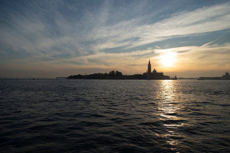 Venetian panoramic scene on Giudecca island at the sunset.の写真素材
