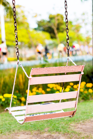 empty swingset represent the loneliness, wait, hope, sadの写真素材