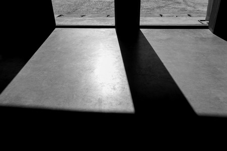 black and white shadow of doorの写真素材