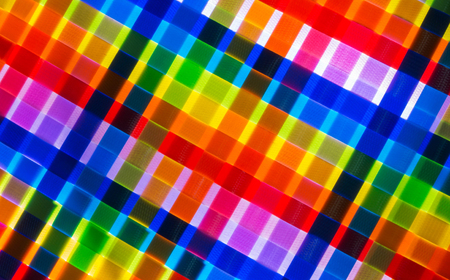 close up colorful weaven plastice texture for backgroundの写真素材