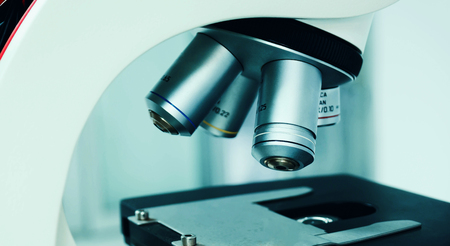 close up microscope in laboratoryの写真素材