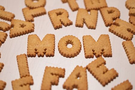 word made of gingerbread cookies. cookies alphabet