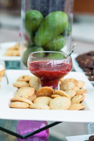 Cookies with jam, vertical shotの写真素材