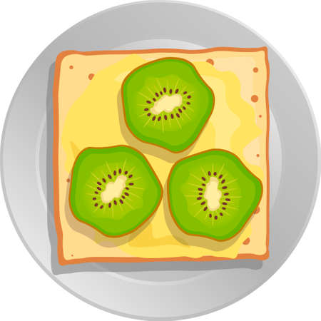 Kiwi sandwich and sauce on a plateのイラスト素材