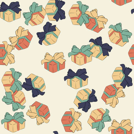multicolored gift wrapping with a bow. the background. patternのイラスト素材