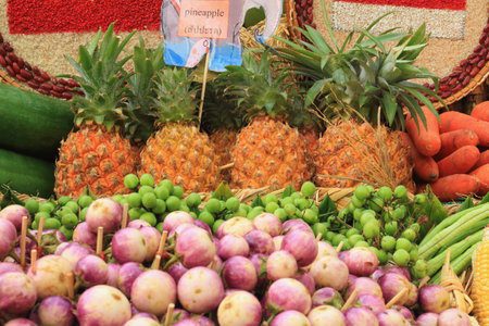 pine apple with vegetablesの写真素材