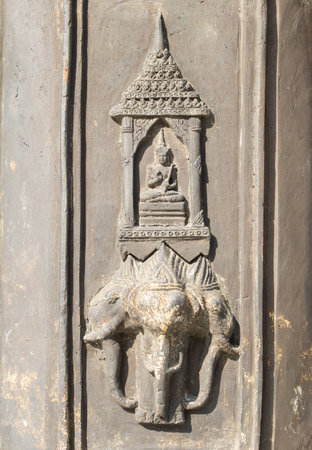 stone carving for Indra on his mount Airavataの写真素材