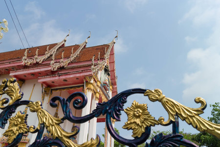 Temple with sky background at Wat Sri Khakkanangの写真素材