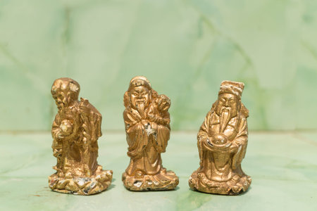 the ancient Statue of Fu Lu Shouの写真素材