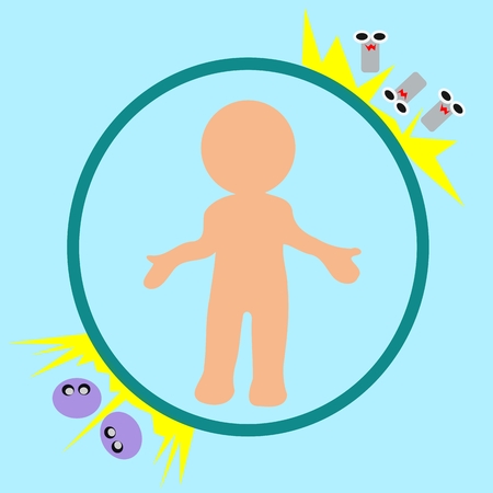 cartoon man in the protect ringのイラスト素材