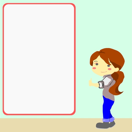 women with blank board for your designのイラスト素材