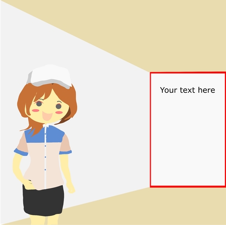 woman in the uniform with blank board for your designのイラスト素材