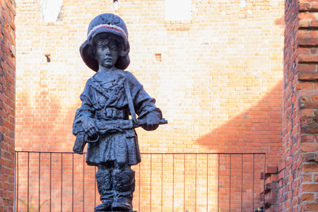 Statue of child soldier in Warsaw Polandのeditorial素材