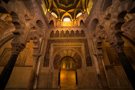 Vault and arcade of the Cathedral Mosque of Cordoba Spain.の写真素材