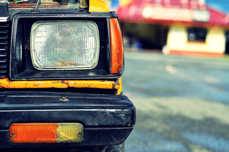 Old car headlightsの写真素材