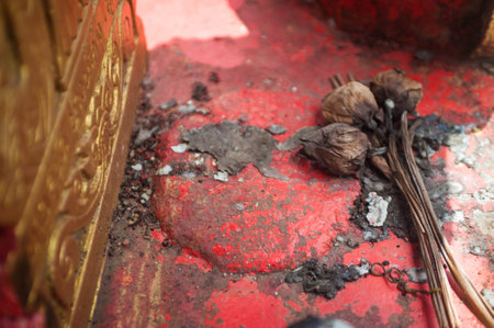Buddha statue in thai temple, closeup of photoの写真素材