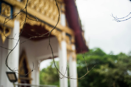 Buddhist temple in the north of Thailand, selective focus.