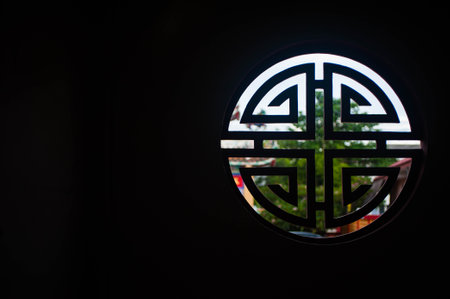 Closeup of a Chinese window.の写真素材