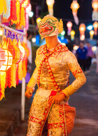 Thai style candle lanterns during the Loy Krathong Festival.の写真素材