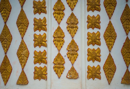 Thai art pattern on the wall at Wat Phra That Doi Suthep temple, Thailand.