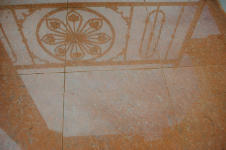Detail of a ceramic tile floor in the city of Lisbon, Portugal