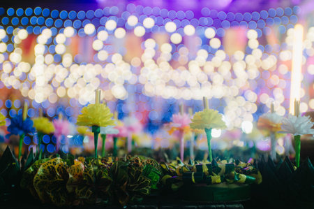 Flower decoration in the wedding ceremony with blur background bokehの写真素材