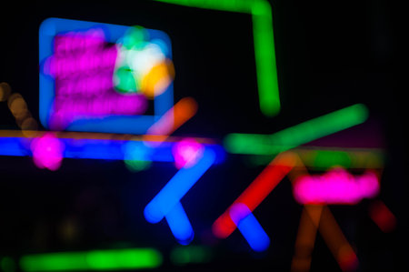 Abstract colorful bokeh light background. Defocused lights background.の写真素材