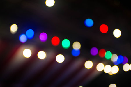 Colorful Bokeh lights on the stage, abstract background.