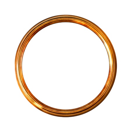 Round golden old picture frame, isolated on white, clipping paths included  (No#17)  の写真素材