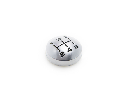 Top of Old Gear Shift, studio shot on white background, close upの写真素材