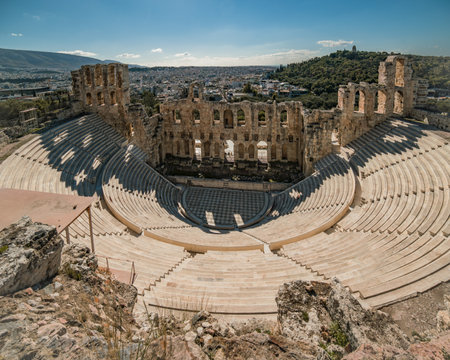 Odeon of Herodes Atticus, Acropolis of Athens, Greeceの写真素材