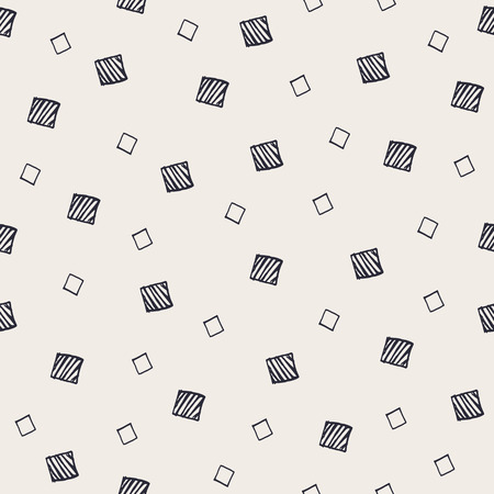 Hand Drawn Abstract Seamless Pattern with decorative randomized squares.のイラスト素材