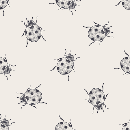 Beetles vintage seamless patternの写真素材