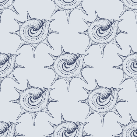 Hand drawn vintage sea shell patternの写真素材