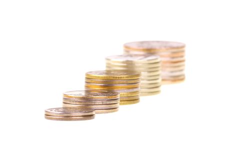 Chart made of stacks of coins isolated on white background
の写真素材
