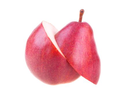 A cutted fresh pear isolated on white backgroundの写真素材