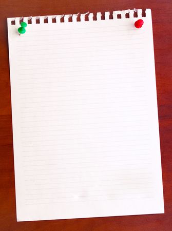 Blank sheet paper on wooden wallの写真素材