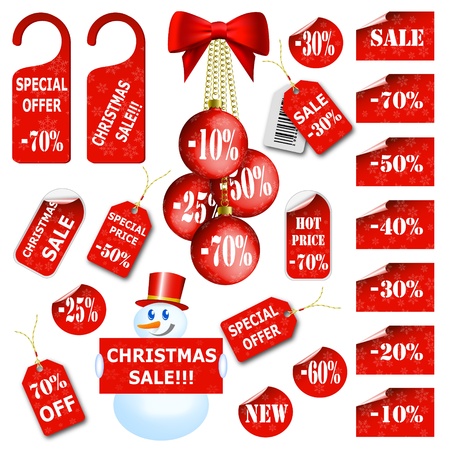Set of christmas price tags and labels.  illustrationのイラスト素材
