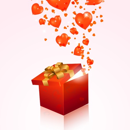 Valentine's day gift box with red hearts. Vector eps10 illustrationのイラスト素材