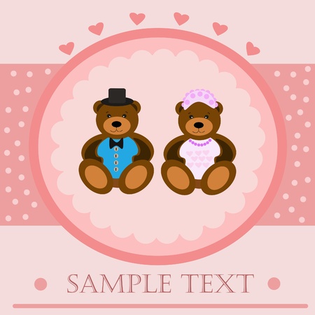 Valentine bears greeting card. のイラスト素材