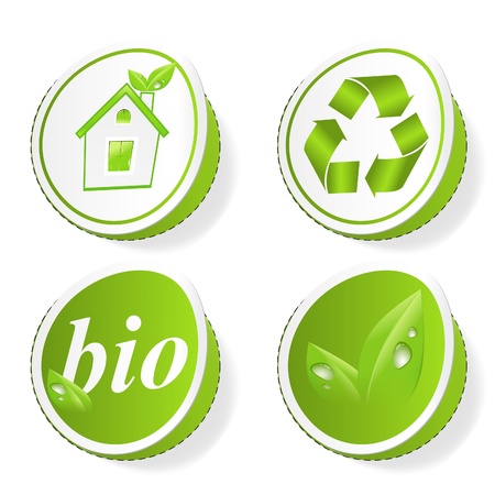 Set of green ecology tags. Vector eps10 illustrationのイラスト素材
