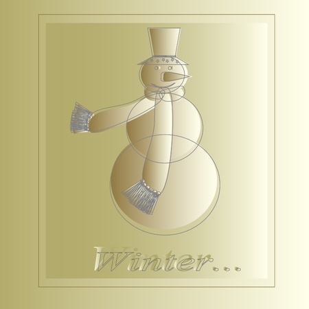 New year greeting card with snowmanのイラスト素材
