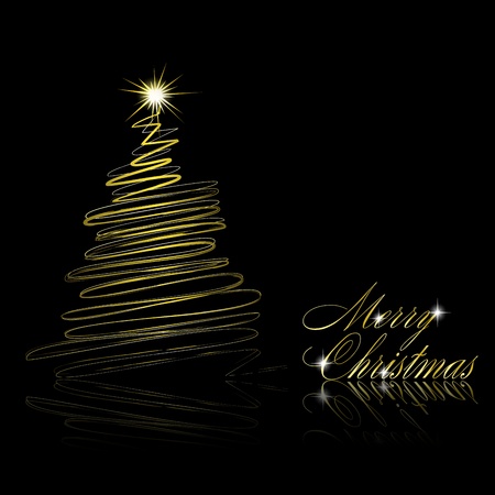 Abstract golden christmas tree on black background. Vector eps10 ...